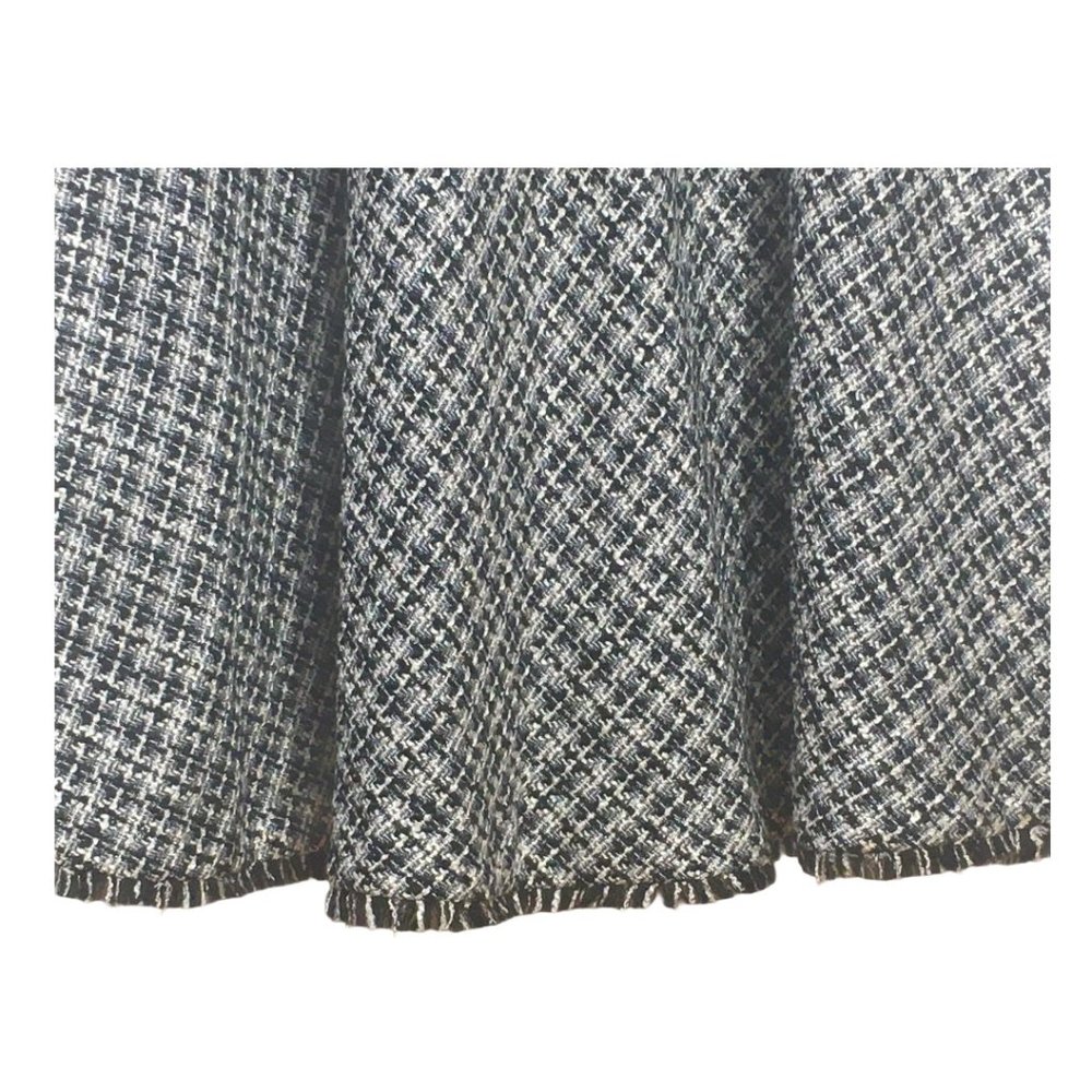 Talbot Black White Tweed Fringe Hem A Line Dress - Picture 11 of 13